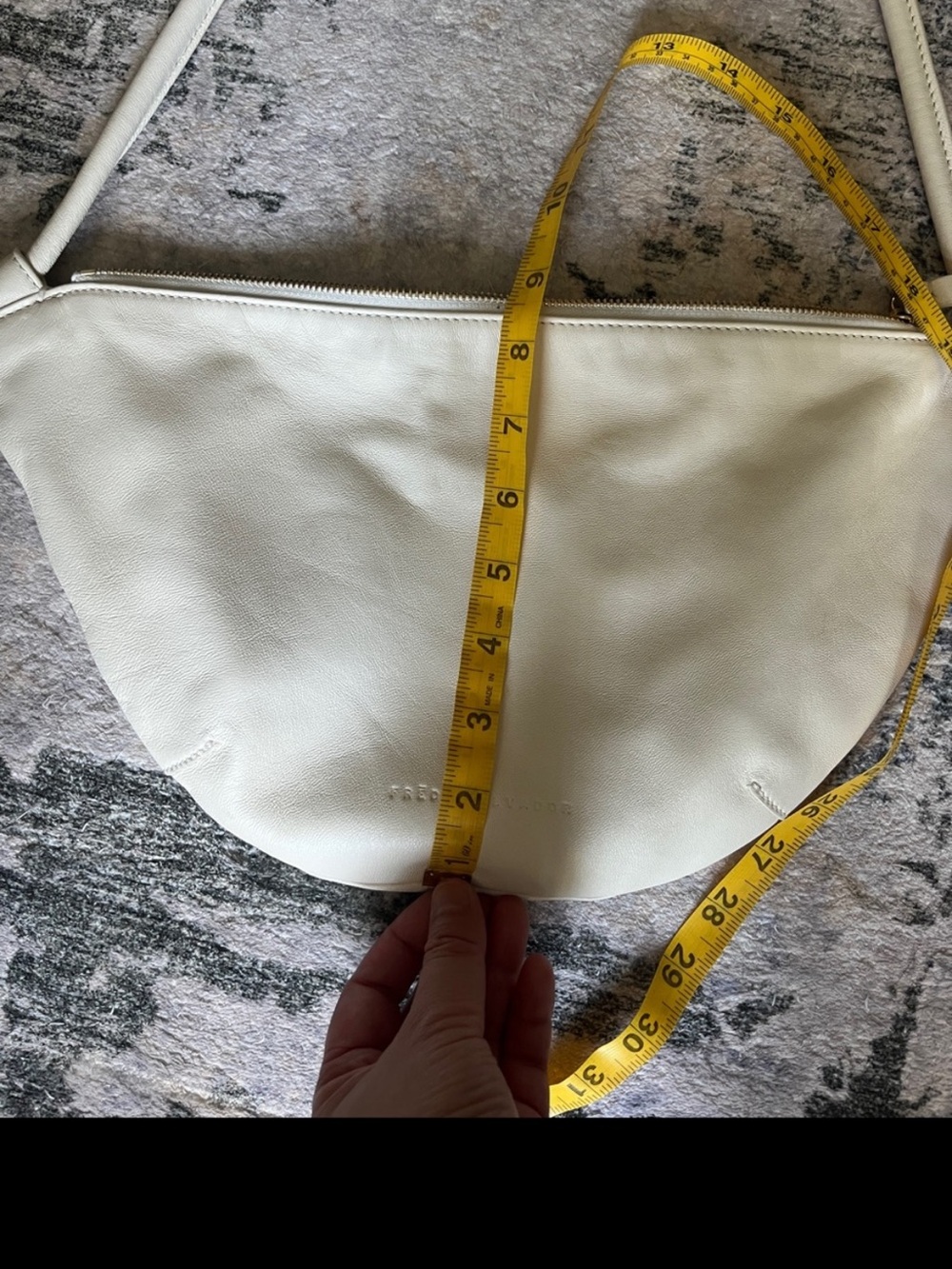 Freda Salvador Cream Half-Moon Leather Shoulder Bag - Picture 6 of 8